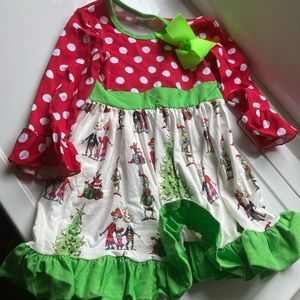 New 3t Grinch dress Christmas with bow